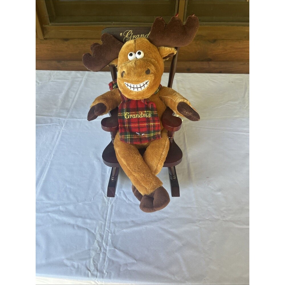 Vtg Dan Dee Animated Rocking Moose Grandma Got Run Over by Reindeer Lights Works